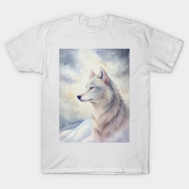 Funny White Wolf Hunting Ground, Winter Mountain Icy Moon, Snowy Forest, Biker Galaxy Beautiful gifts t-shirt T-Shirt by sofiartmedia